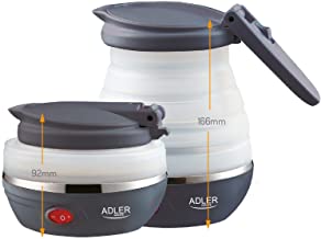 Adler AD1279 Hervidor de Agua Electrico Plegable- 0-6L- 750W- Libre de BPA- 750 W- 0.6 litros- plastico- Blanco-Gris Oscuro