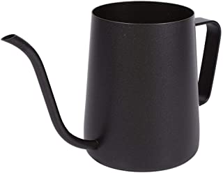 Hervidor de agua de acero inoxidable para cafe con boquilla larga de cuello de cisne para control de flujo perfecto en casa- oficina- negro (350 ml)